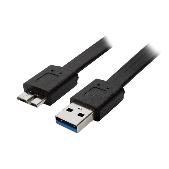 Black USB3.0 a Male to Micro B Male Flat Cable