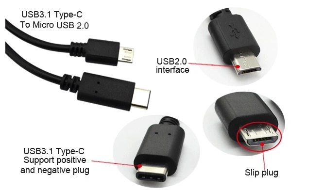 90 Degree Angle USB 3.1 Type C Male to Micro USB 2.0 Male Sync OTG Charge Data Transfer Cable