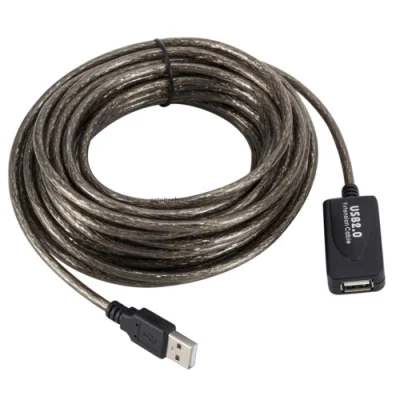 Cabo de extensão USB 2.0 macho para fêmea direto da fábrica de 10m com chip e amplificador de sinal para mouse de impressora de cartão de rede sem fio