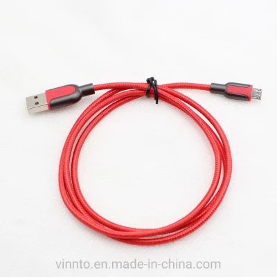 Preço de fábrica Cabo USB micro trançado colorido Cabo de dados USB 2.0