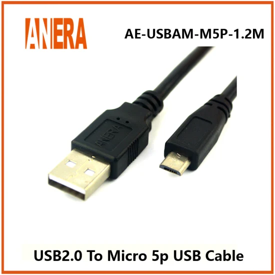 Cabo de carregamento de dados USB 2.0 padrão Anera USB 2.0 um cabo portátil macho para micro USB