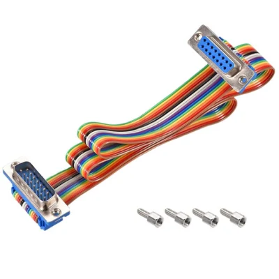 Cabo de fita plana IDC Rainbow Wire dB15 macho para dB15 fêmea conector 2,54 mm passo 19,7 polegadas